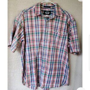 Dockers Levis Shirt Mens XL Button Down Short Sleeve Multicolor Plaid 100 Cotton